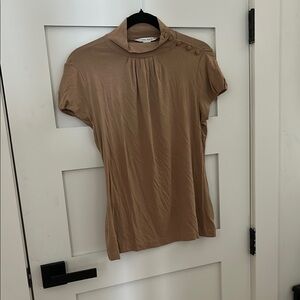 Banana Republic Tan Fitted Short Sleeve Blouse